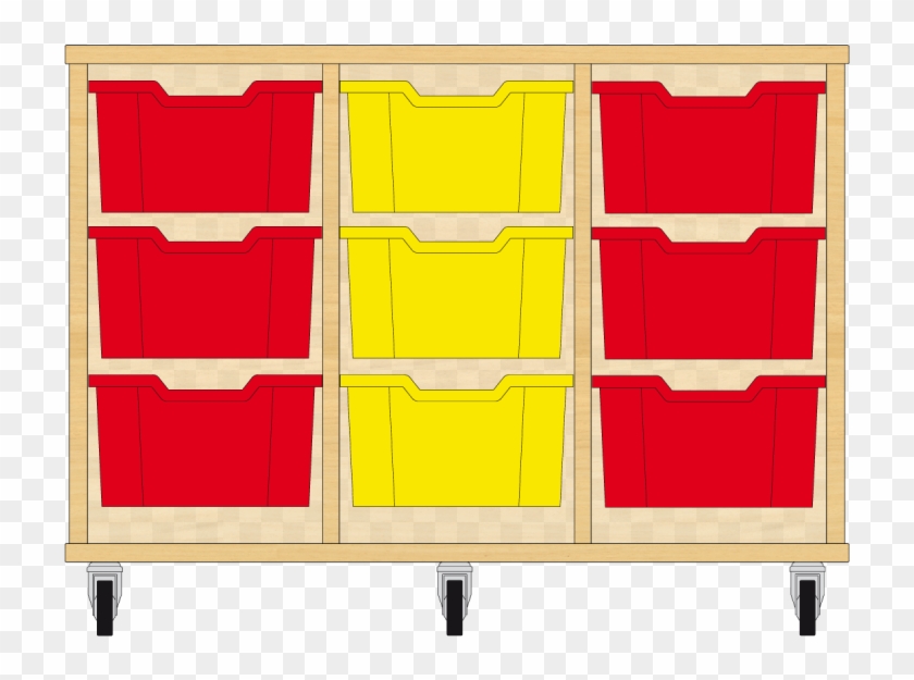 Storix Materiaalkast 12 Beuken, B1050xh684xd465 - Materiaalkast 12 - 3kol. 6hoog Laden Rood-geel-rood #956102