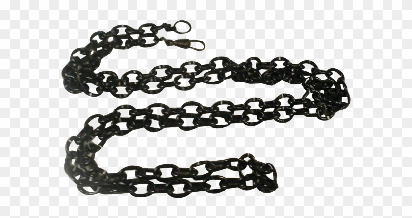 Art Deco Era Black Enameled Link Muff Chain - Chain #956436