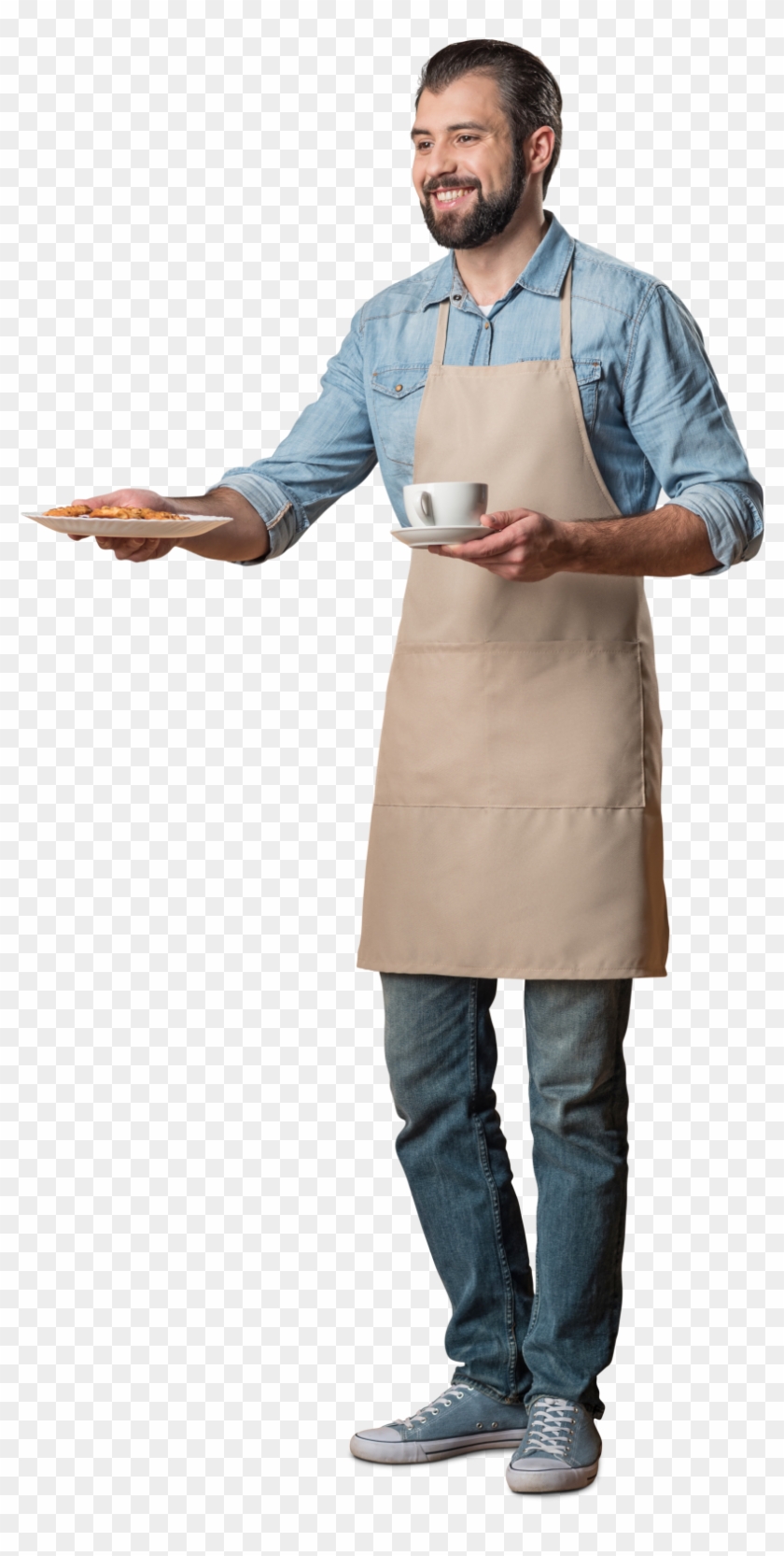 Cut Out Man Waiter With Food And Coffee, Professions - Waiter Png #956732