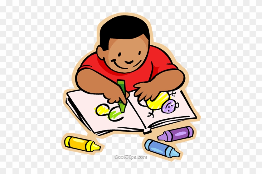 Little Boy With Crayons And Coloring Book Royalty Free - Coloring Clip Art #956904
