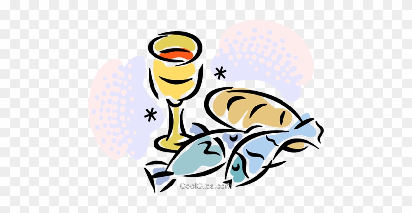 Chalice, Fish, Bread Royalty Free Vector Clip Art Illustration - Fish And Bread Transparent #957113