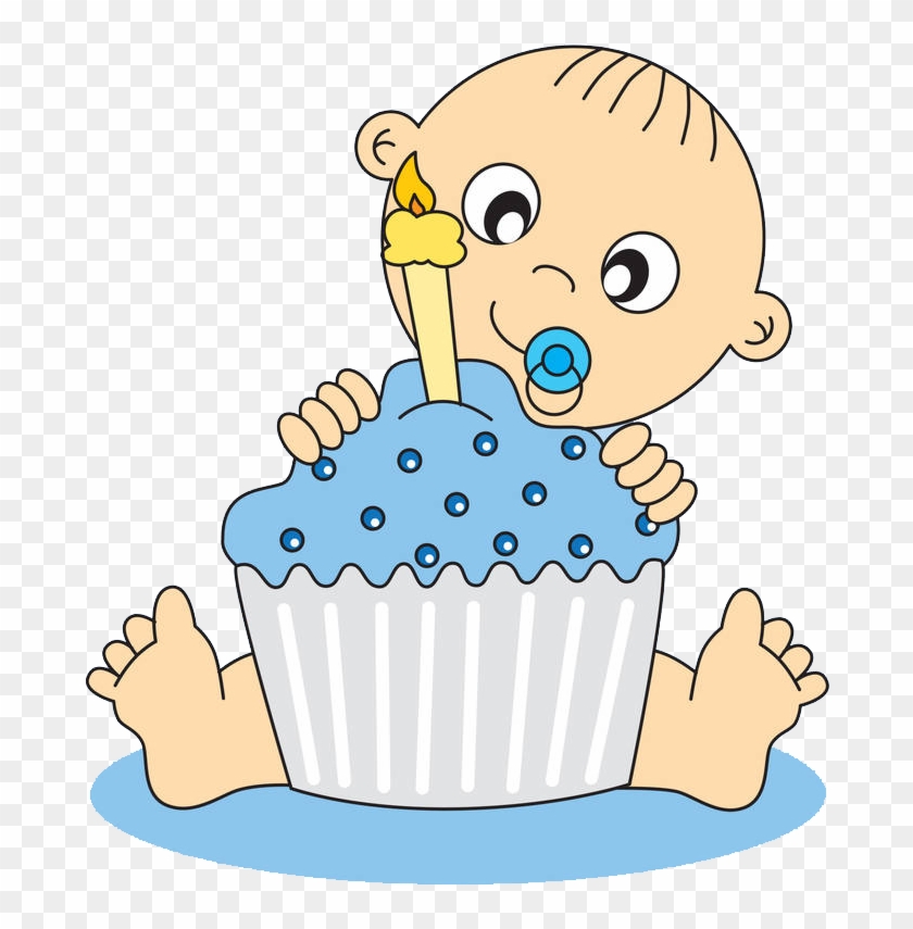 Birthday Cake Infant Greeting Card Clip Art - Cartoon Baby With Birthday Cake #957245