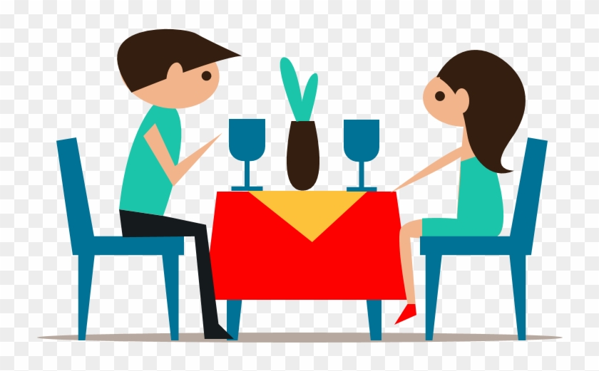 Table Dinner Cartoon - Couple Cartoon Eating Together #957606