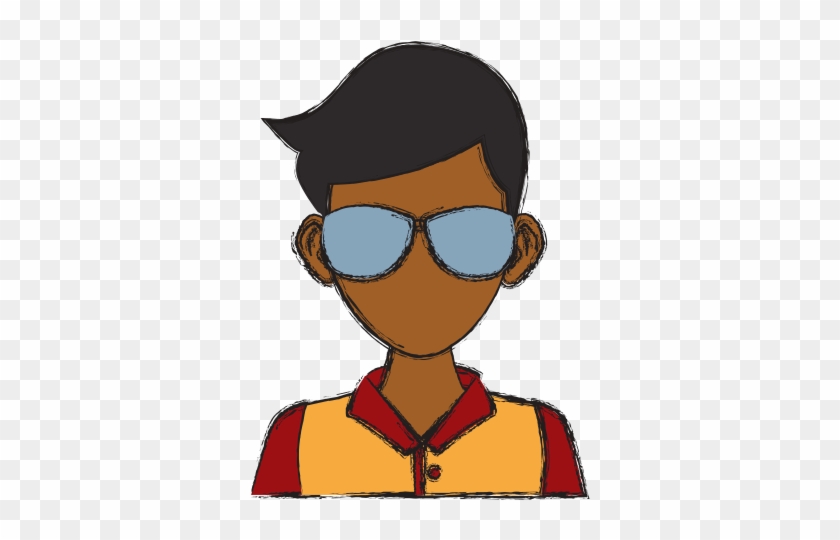 Young Man With Sunglasses Cartoon - Cartoon #957614