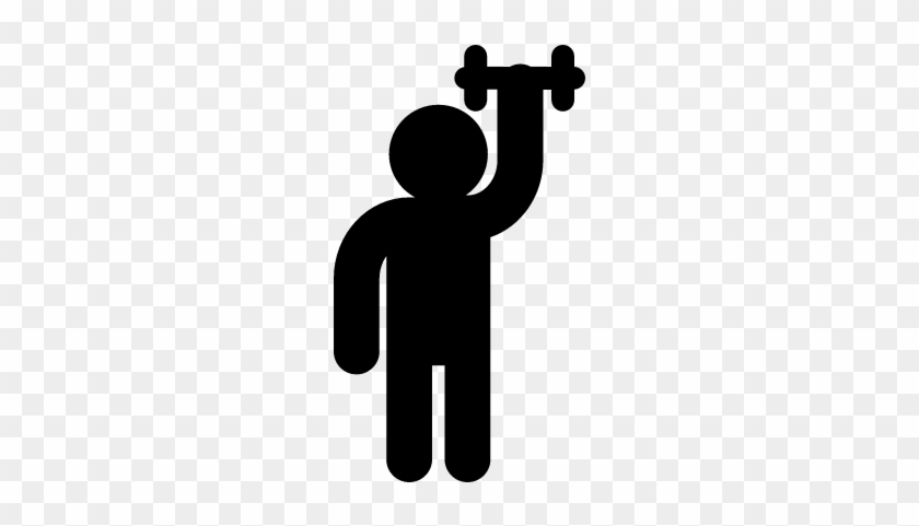 Male Silhouette Raising Dumbbell Of Small Size Â‹† - Dumbbell Silhouette #957821