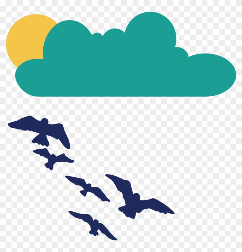 Vector Clouds Sun Seagull Flying Birds - Vsgraphics Llc Saxophone Music Vinyl Wall Art #957954