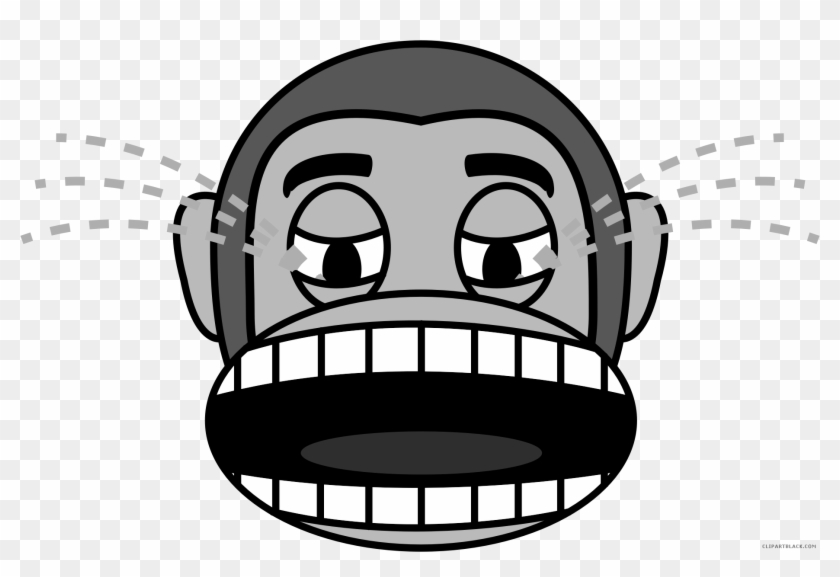 Monkey Emojis Animal Free Black White Clipart Images - Angry Face Monkey Cartoon #958421