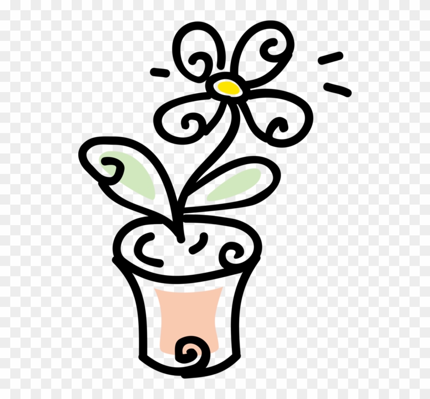 Vector Illustration Of Potted Houseplant Flower In - Vector Illustration Of Potted Houseplant Flower In #958542