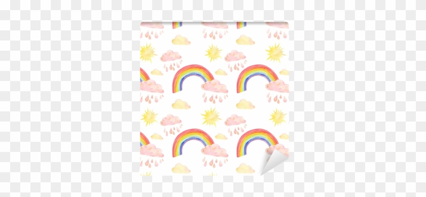 Papel De Parede Watercolor Seamless Pattern Com Arco-íris, - Circle #959009