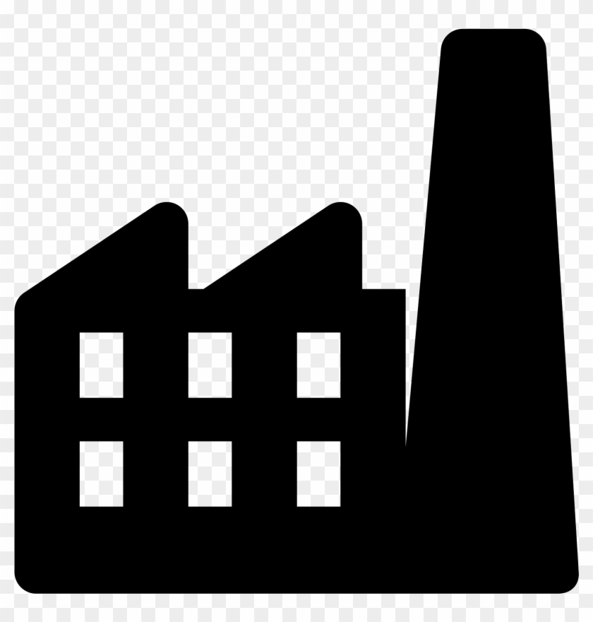 A Black And White Outline Image Of A Building And A - Factory Icon #959252