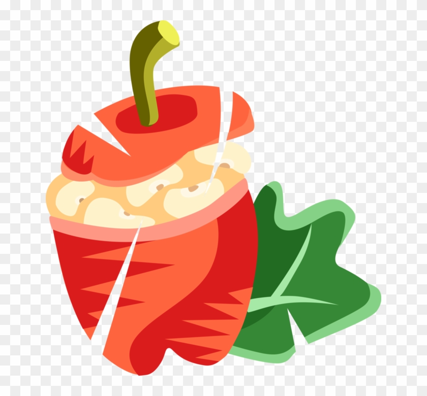 Vector Illustration Of Stuffed Red Pepper Pimientos - Gefüllte Paprika Clipart #959462