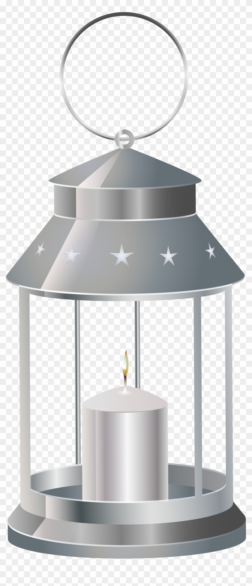 Silver Lantern With Candle Png Transparent Clip Art - Lantern Clipart Transparent Background #959856