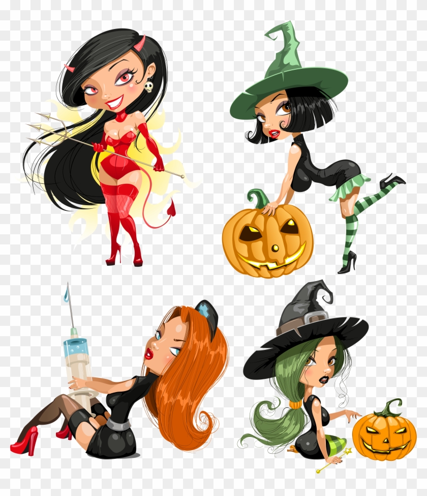 Halloween Witchcraft Clip Art - Cartoon Woman Wall Art #960536