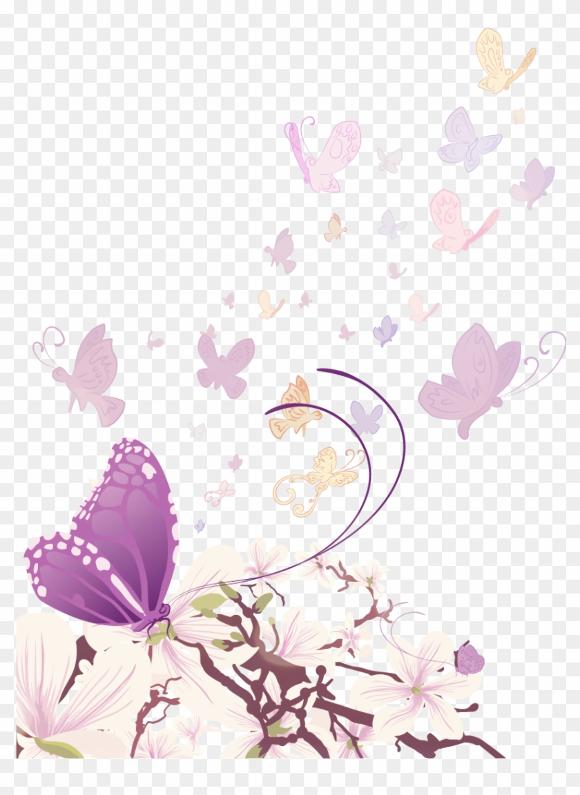 Butterfly Euclidean Vector Flower Illustration - Schmetterlings-im Flug Einladung #960994