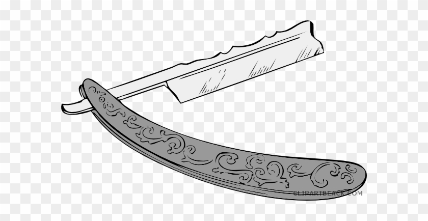 Barber Scissor Tools Free Black White Clipart Images - Logo Straight Razor Png #960997