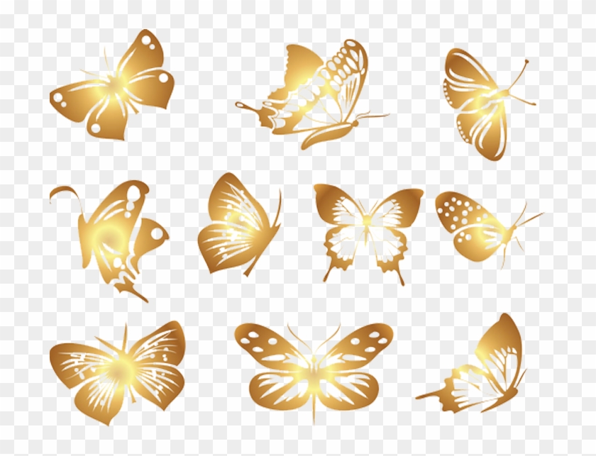 Butterfly Euclidean Vector Clip Art - Gold Butterflies Vector In Png #961020