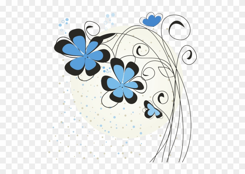 Flowers And Butterflies Vector Design - Blaues Flower2 Stoffserviette #961021