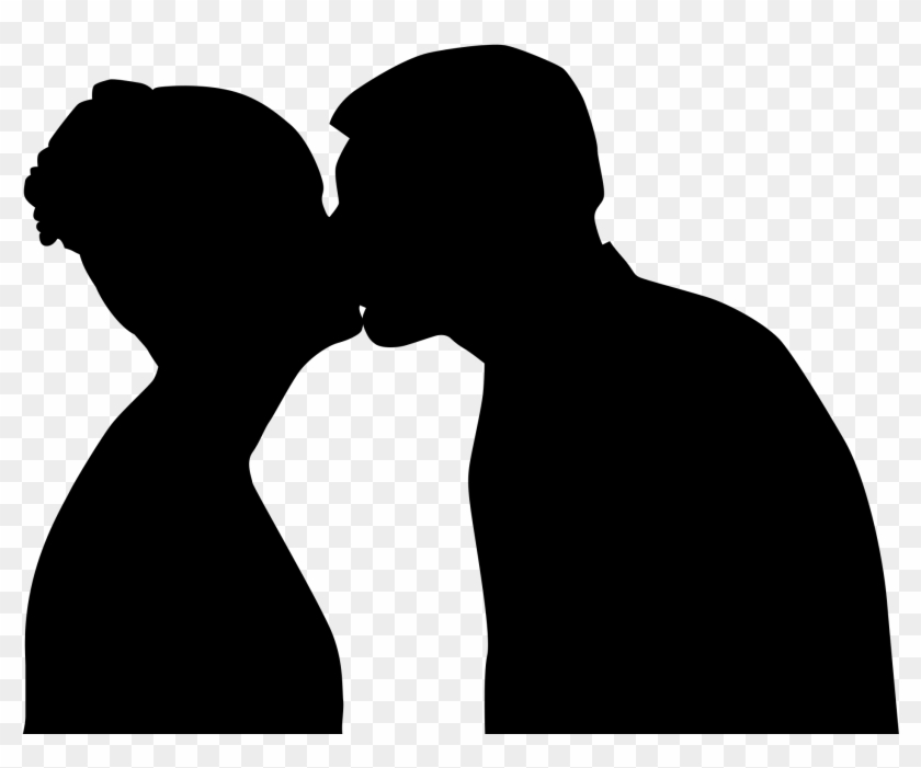 Two People Kissing Silhouette At Getdrawings - Clipart Man And Woman Kissing #961183