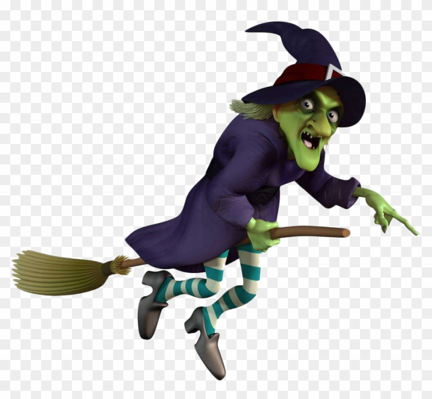 Cartoon Old Witch - Wicked Witch On A Broom #961679