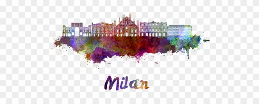 Bleed Area May Not Be Visible - Milan Skyline Watercolor #961810