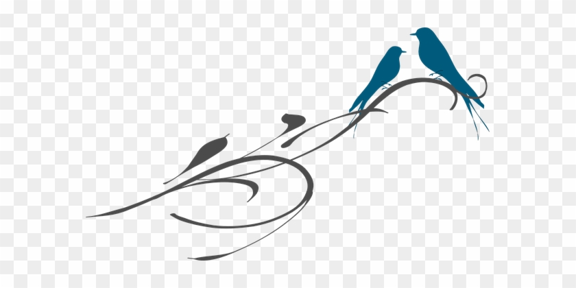 Birds, Branch, Ornament, Swirl, Love - Love Birds Png #961995