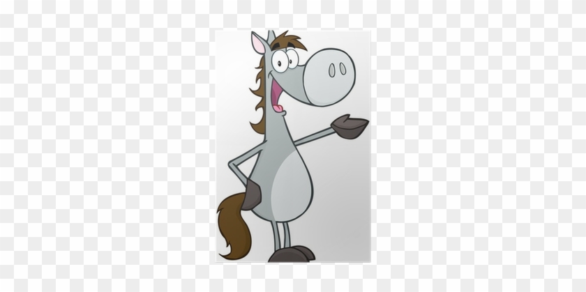 Poster Grau Pferd Cartoon Maskottchen Buchstaben • - Zeichentrick Figur Mit Sprechblase #962075