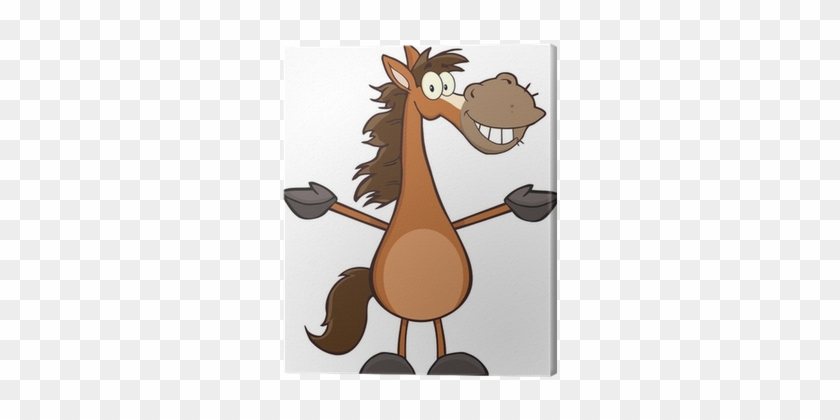 Leinwandbild Lächeln Pferd Cartoon Maskottchen Buchstaben - Cartoon Horse #962111