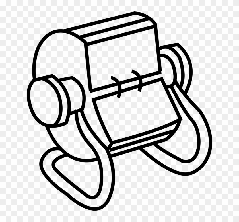 Vector Illustration Of Rolodex Rotating File Device - Line Art #962505