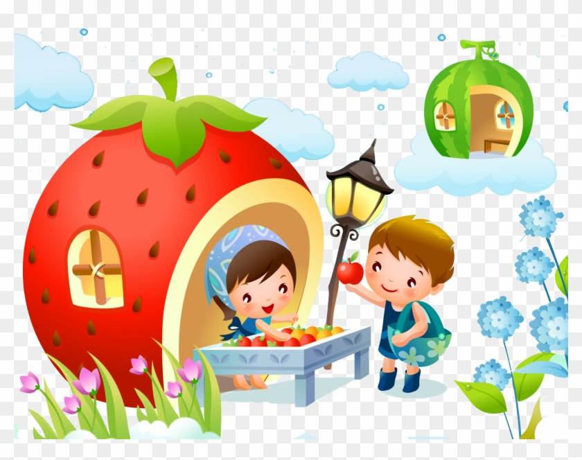 Cartoon Strawberry House - Trẻ Em Vui Chơi Vector Png #962614