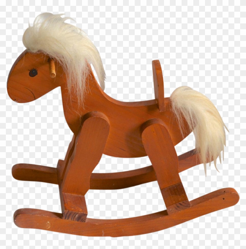 Folk Art Style Solid Wood Rocking Horse With Furry - Rocking Horse No Background #962811