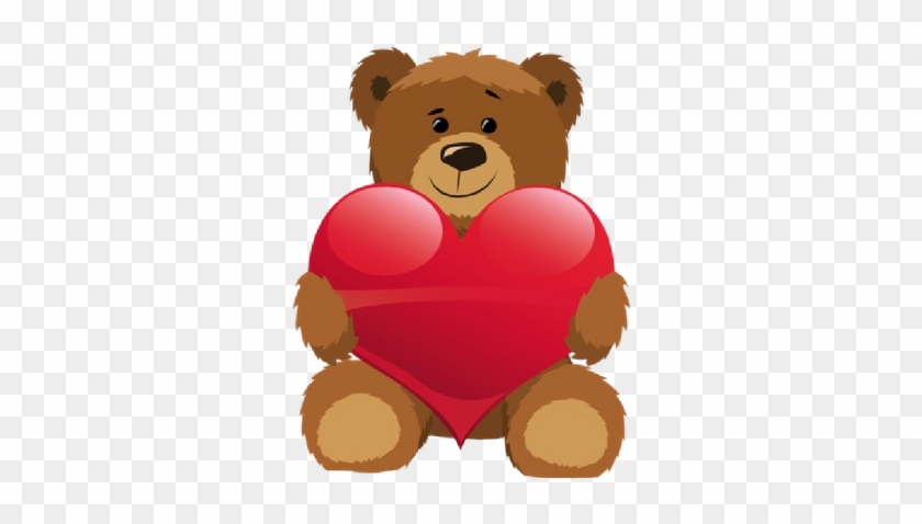 Bears With Love Hearts Cartoon Clip Art - Cartoon Teddy Bear With Heart #962812