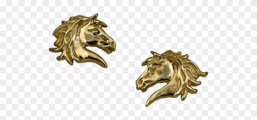 Wildfire Horse Earrings In 14k Yellow Gold By Lesley - Brass #963126