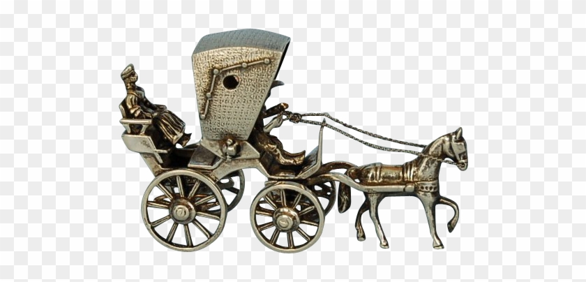 Vintage Dutch 835 Fine Silver Miniature Horse & Carriage - Chaise #963258