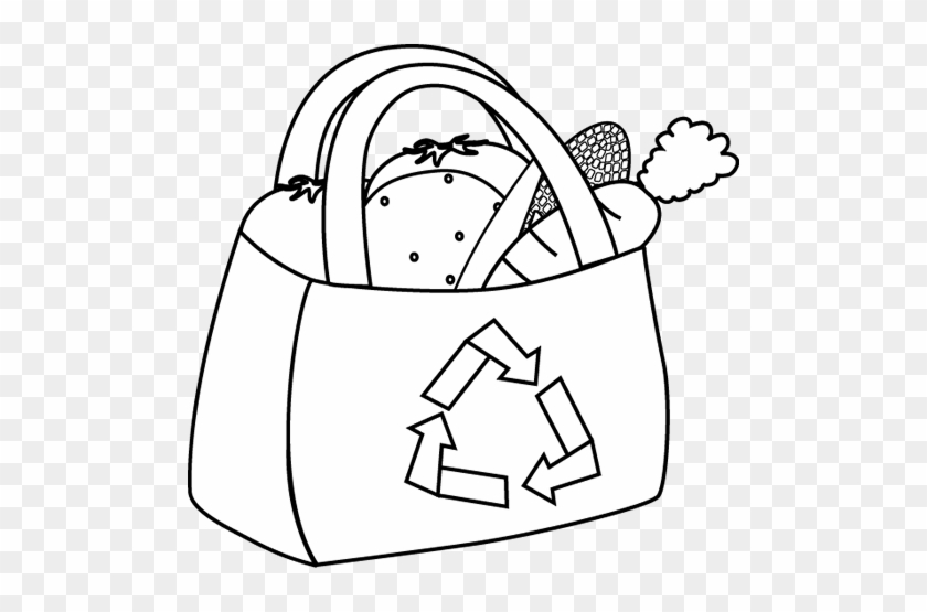 Black And White Eco Friendly Grocery Bag Clip Art - Outline Of Grocery Bag #963294
