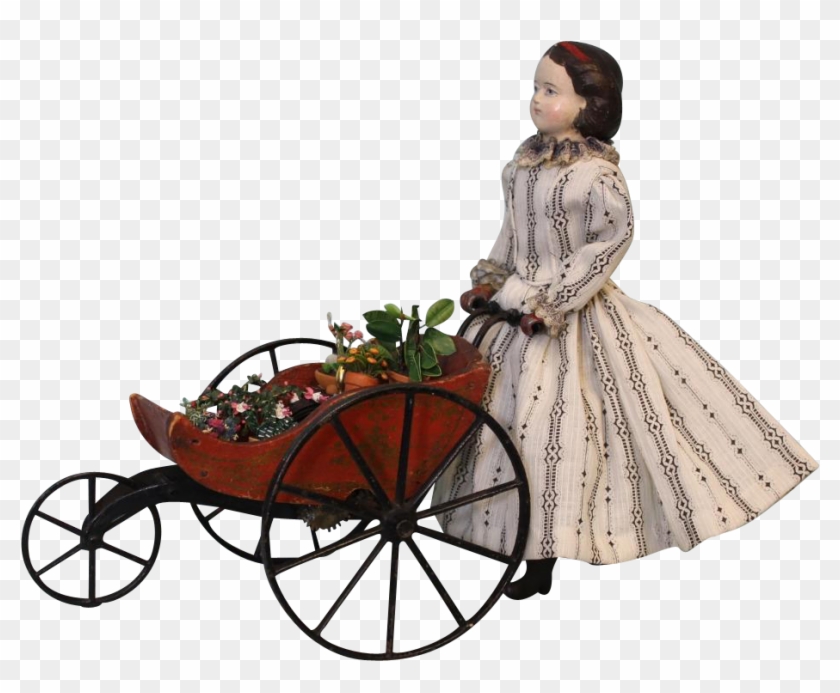 Antique American 1869 Goodwin Patent Walking Doll Wooden - Wagon #963308