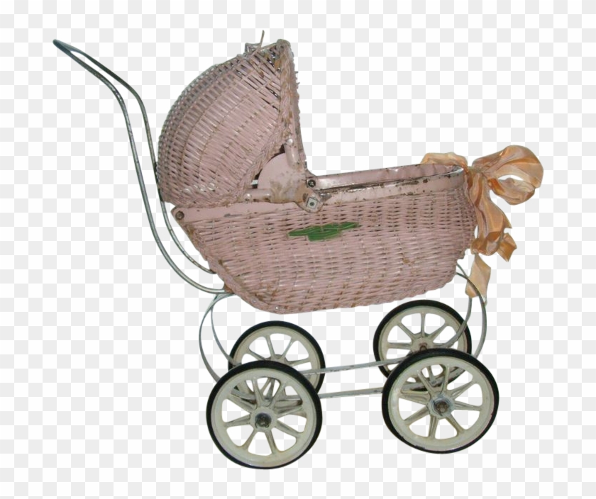 Carriage Or Buggy Doll Size Antique Wicker - Baby Carriage #963363