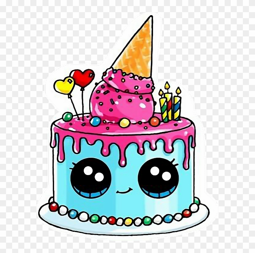 Cake Icecream Icecreamcone Cakerainbow Heart Pinkfreeto - Cute Happy Birthday Drawings #963523