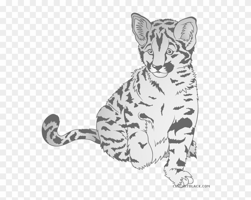 Baby Tiger Animal Free Black White Clipart Images Clipartblack - Leopard Cartoon #963548