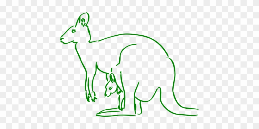 Kangaroo Baby Stand Carry Outline Animal W - Kangaroo Clip Art #963719