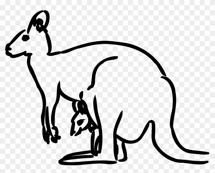 Australia, Kangaroo Baby Animal Mammal Jumping Austra - Kangaroo Outline #963721