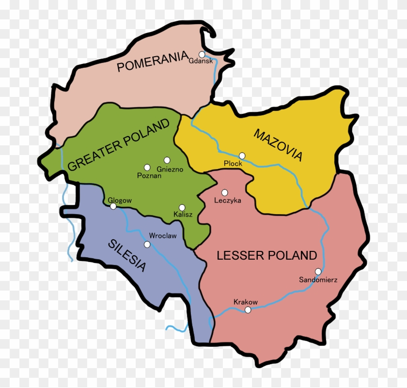 Poland Regions Map Rivers W - Atlas #963831