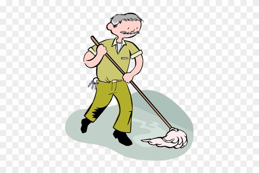 Man Mopping The Floor Janitor Royalty Free Vector Clip - Janitor In School Clipart #964548