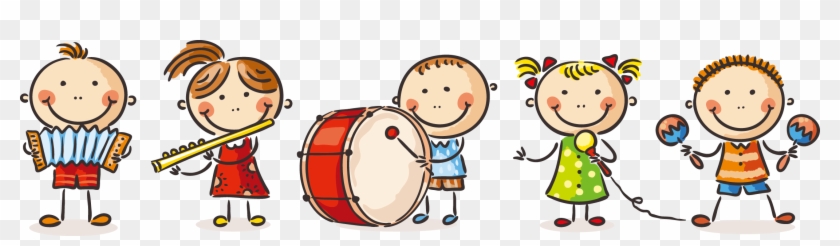 Child Cartoon Play Drawing - Children Playing Musical Instruments Clipart #964704