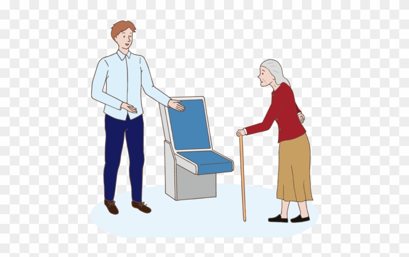A Man Gives Up His Seat For Old Lady - Clip Art #964856