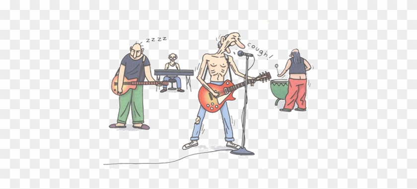 The Top Ten Ways A Musician Knows He's Getting Older - Old Rock Band Cartoon #964871