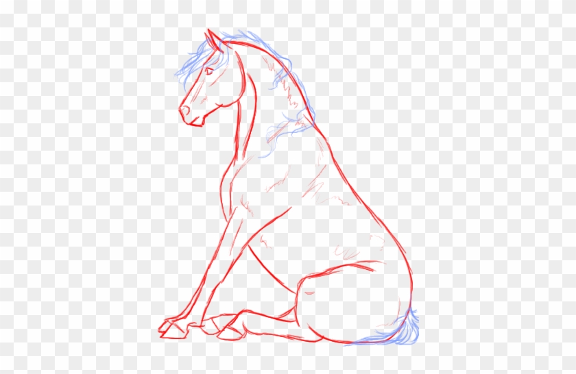 Sitting Horse Lines By Iwannabeadino - Draw A Horse Sitting #964977