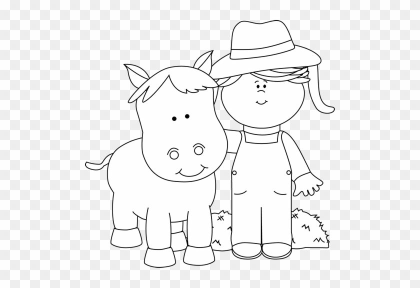 Baby Horse Clipart Black And White - Cute Farm Clipart Black And White #965686