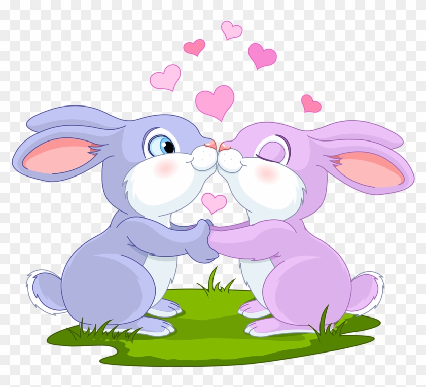 Cartoon Rabbit With Love Vector Material [преобразованный] - Cartoon Bunnies In Love #965980