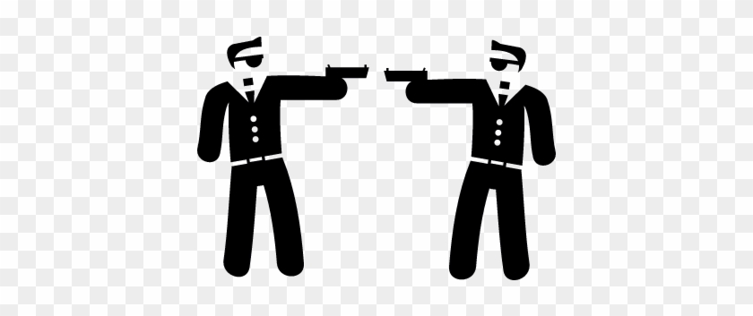 Two Armed Gangsters Pointing Each Other With Their - Two Guns Pointing At Each Other #966040