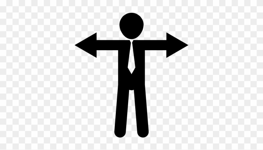 Man Standing With Extended Arms Pointing At Both Sides - Opposite Arrows #966056